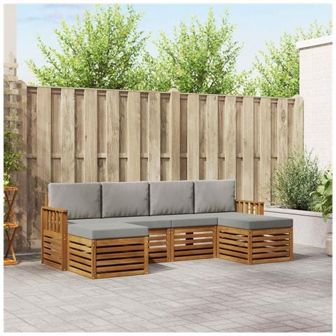 Set divani con cuscino 6 pcs Grigio Naturale e Chiaro - Foto 2