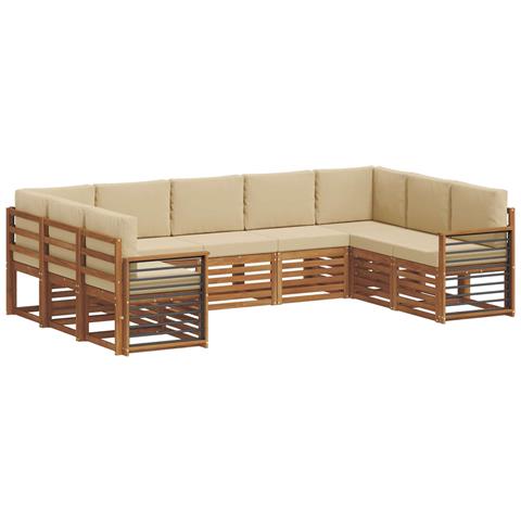 Set divani 9 pcs Naturale e Beige Legno di Acacia Massello - Foto 1
