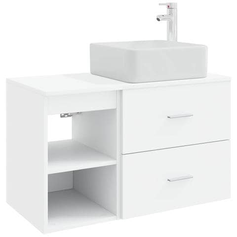 Set di mobili per il bagno 2 pcs Bianco Legno ingegnerizzato - Foto 1