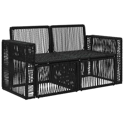 Divano da giardino 2-Numero di posti Nero polyrattan - Foto 2
