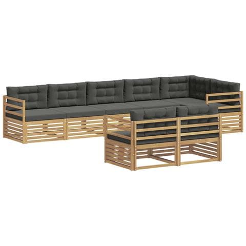 Set di divani da esterno 8 pcs Bianco e Antracite Poliestere - Foto 1