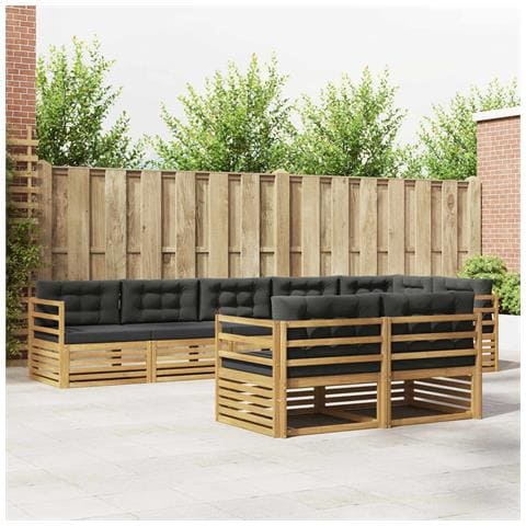 Set di divani da esterno 8 pcs Bianco e Antracite Poliestere - Foto 2