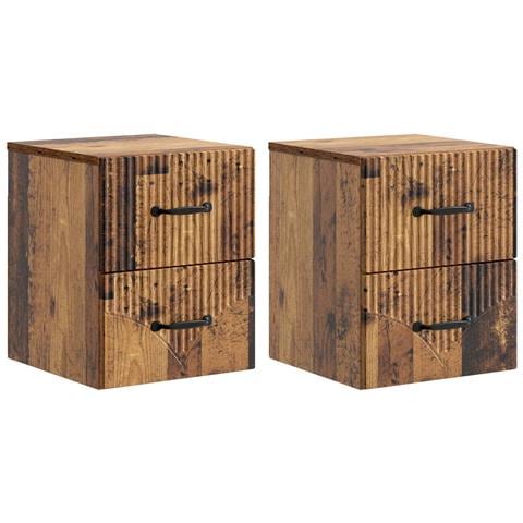 Mobiletto da notte a muro 2 pcs Legno antico 34,5 x 33 x 40 cm - Foto 1