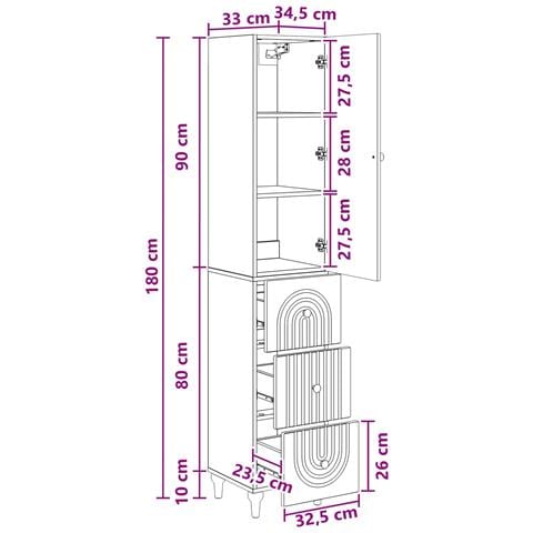 Set di armadi 2 pcs 33 x 34,5 x 90 cm Legno ingegnerizzato - Foto 9