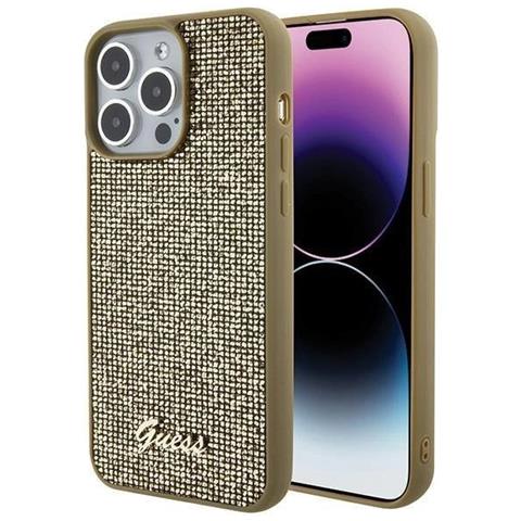 Guess Disco Metal Case Con Motivi Per Iphone 15 Pro Max - Dorato - Foto 1