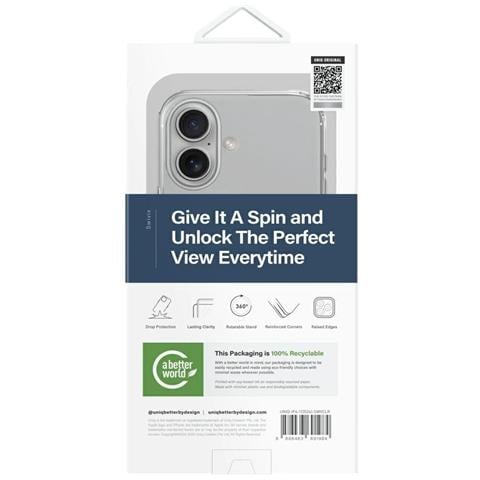 Uniq Swivix 360° Custodia Girevole Con Supporto Per Iphone 16 - Trasparente - Foto 1