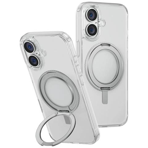 Uniq Swivix 360° Custodia Girevole Con Supporto Per Iphone 16 - Trasparente - Foto 2