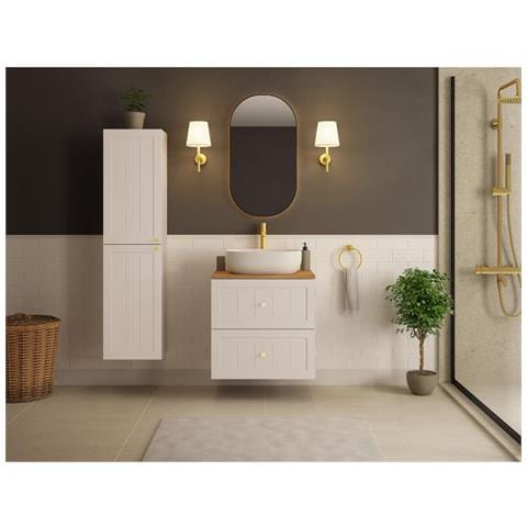 Mobile sottolavabo, Bianco e nero, 140 cm, Cassetti con chiusura ammortizzata, Ripiano con superficie di appoggio - Foto 5