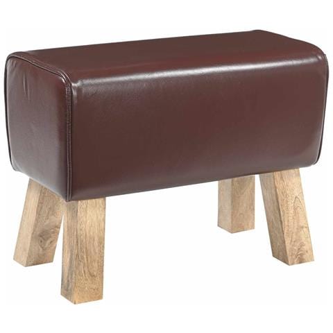 panca 60 x 30 x 45 cm Pelle Vera Marrone Scuro - Foto 1