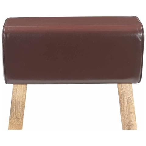 panca 60 x 30 x 45 cm Pelle Vera Marrone Scuro - Foto 2
