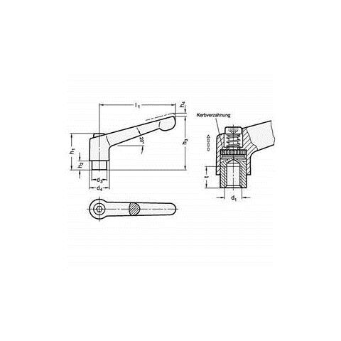 Leva Di Bloccaggio Regolabile Con Filettatura Femmina - gn 300, Jack In Acciaio Brunito, Manico Di Zinco Pressofuso Nero, Rivestito In Plastica, Nero, Gn 300-63-m8-sw - Foto 2