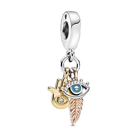 768785c01 - Ciondolo A Forma Di Mano Di Fatima, Occhio Di Previsione E Piuma, Multicolore - Foto 1