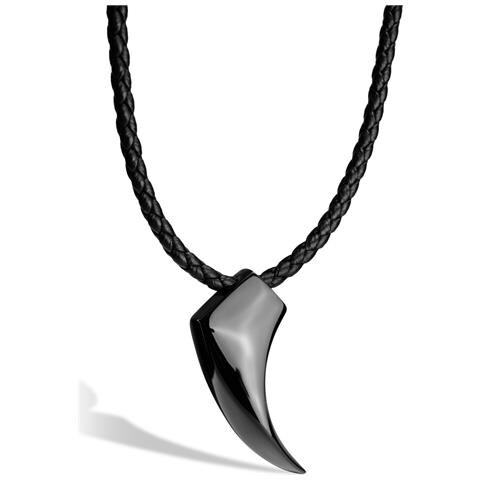 Collana in Pelle per Uomo, ""Wolf"", 60cm, Nero - Foto 1