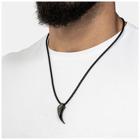 Collana in Pelle per Uomo, ""Wolf"", 60cm, Nero - Foto 8