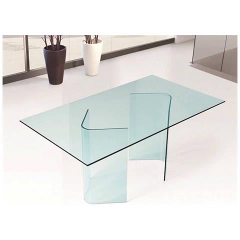 Tavolo Fisso Alcalalare, Tavolo Da Pranzo, Tavolo Per Cucina, Scrivania Rettangolare Da Ufficio, 180x90h78 Cm, Trasparente - Foto 8