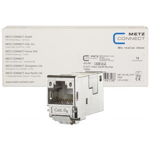 Metz Connect E-dat Modul Cat. 6a 8 (8) Jack - Modulare Eingabe - Rj-45 - Metallic (packung Mit 12) (130910-z) - Foto 1