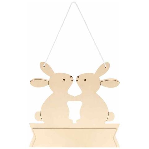 Due Conigli In Legno - 25 X 24 X 0,8 Cm - Foto 2