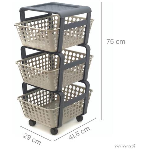 Carrello Portaoggetti Multiuso Ghiaccio 4 Ruote 3 Cassetti Estraibili 41.5x29x75cm - Foto 4