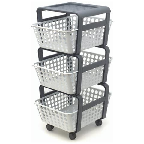 Carrello Portaoggetti Multiuso Ghiaccio 4 Ruote 3 Cassetti Estraibili 41.5x29x75cm - Foto 1