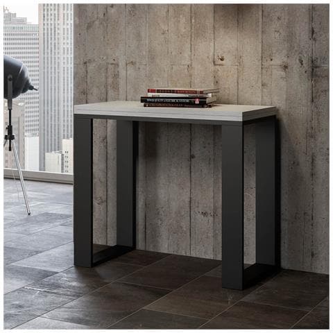 Consolle Apribile 90x45/90 Cm Tecno Libra Telaio Antracite - Bianco Frassino - Foto 2