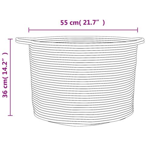 Cesto Per Biancheria Beige E Bianco 55x36 Cm In Cotone - Foto 8