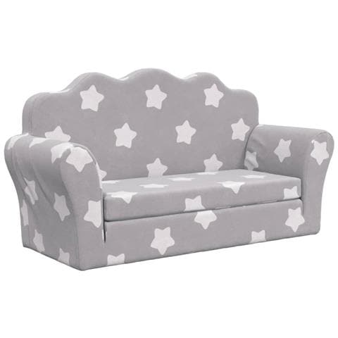 Divano Letto Bambini A 2 Posti Grigio Chiaro Con Stelle Peluche - Foto 2