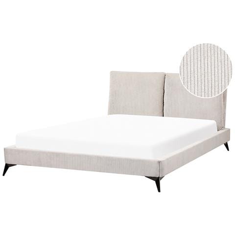 Letto Velluto A Coste Melle 160 X 200 Cm Beige Chiaro - Foto 2