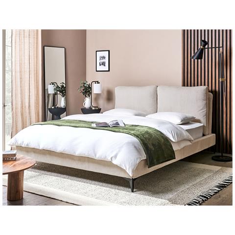 Letto Velluto A Coste Melle 160 X 200 Cm Beige Chiaro - Foto 1