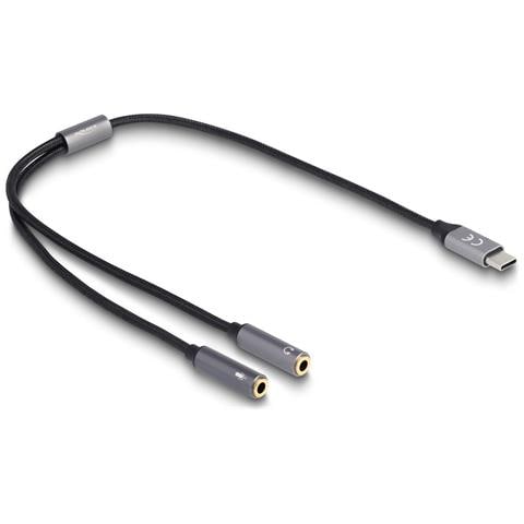 Adattatore per cuffie USB Type-C maschio DAC 24 Bit / 96 kHz Hi-Res a 2 x 3,5 mm 3 pin Stereo jack femmina - Foto 1
