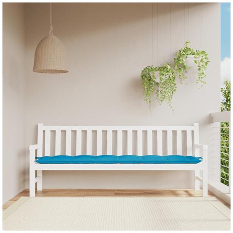 Cuscino Per Panca Azzurro 200x50x7 Cm In Tessuto Oxford - Foto 1
