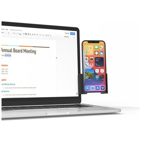 Supporto Per Smartphone Su Pc Portatile E /o Schermo Pc Ergonomico, Nero - Foto 2