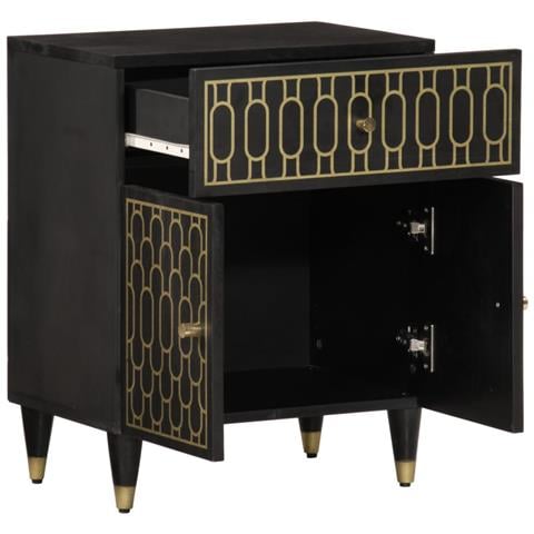 Comodino 50x33x60 Cm In Legno Massello Di Mango - Foto 2