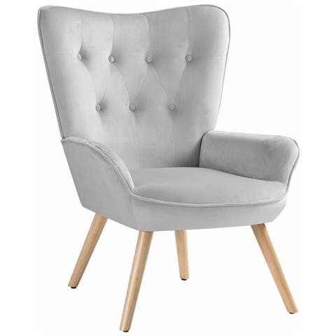 Poltrona Con Sgabello Da Salotto In Velluto Grigio Sedia Con Poggiapiedi Moderno - Foto 2