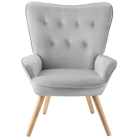 Poltrona Con Sgabello Da Salotto In Velluto Grigio Sedia Con Poggiapiedi Moderno - Foto 5