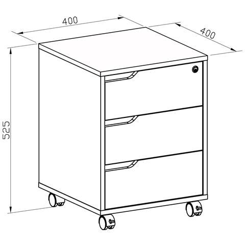 Cassettiera A Tre Cassetti Con Ruote Per Scrivania Nero - Foto 2