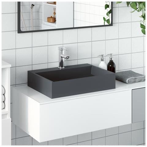 Lavandino 50x38x11 Cm Blocco In Marmo /minerale Antracite - Foto 1