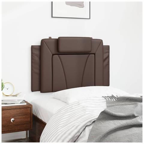Cuscino Testiera Marrone 80 Cm In Similpelle - Foto 3