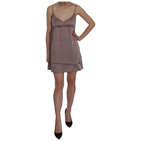 Mini Abito In Seta A Trapezio Viola Con Spaghetti - It48-xxl - Foto 1