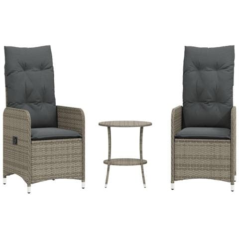 Sedie da Giardino Reclinabili 2 pz con Tavolo in Polyrattan - Foto 1