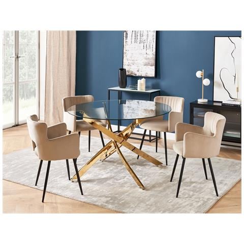 Tavolo Da Pranzo Maramo Oro 120 Cm 120 Cm Vetro Temperato - Foto 1