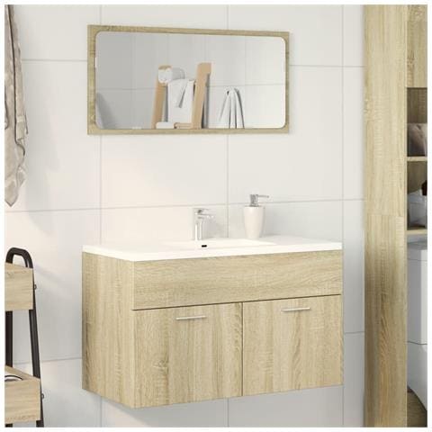 Mobile Lavabo Bagno Rovere Sonoma 90x38,5x46 Cm Multistrato - Foto 3