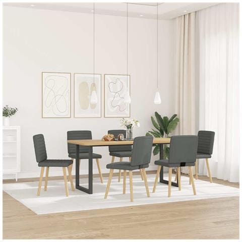 Sedie Da Pranzo 6 Pz Grigio Scuro In Tessuto - Foto 2