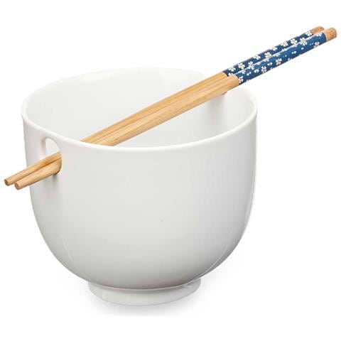 Ciotola Bacchette Bambù In Porcellana Bianca Asiatica 24x13.3x10.7 Cm. Colore Bianco - Foto 1