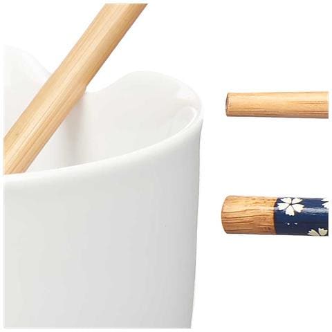 Ciotola Bacchette Bambù In Porcellana Bianca Asiatica 24x13.3x10.7 Cm. Colore Bianco - Foto 2