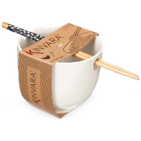 Ciotola Bacchette Bambù In Porcellana Bianca Asiatica 24x13.3x10.7 Cm. Colore Bianco - Foto 4