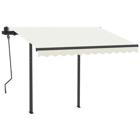 Tenda Da Sole Retrattile Manuale Con Led 3,5x2,5 M Crema - Foto 2