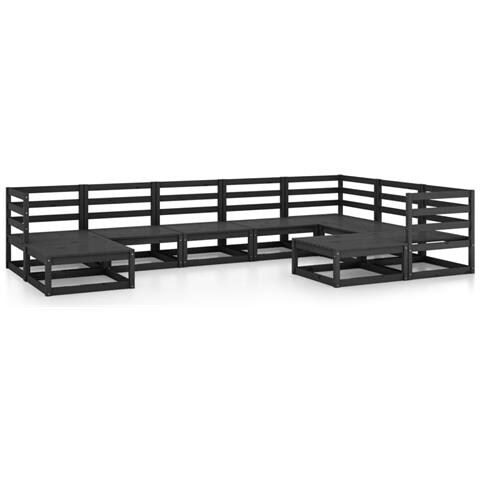 Set Divani Da Giardino 9 Pz Nero In Legno Massello Di Pino - Foto 1