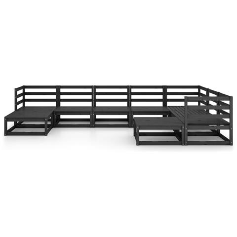 Set Divani Da Giardino 9 Pz Nero In Legno Massello Di Pino - Foto 2
