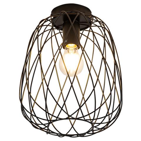 Plafoniera Ø 25 Cm Nera, Lampada Da Soffitto Vintage A Gabbia Per Soggiorno E Corridoio - Foto 1