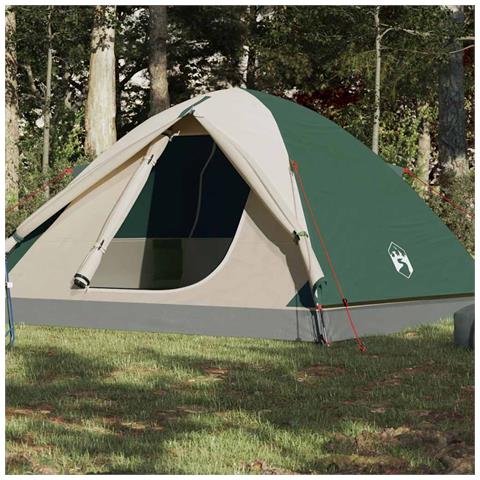 Tenda da Campeggio a Cupola per 3 Persone Verde Impermeabile - Foto 1